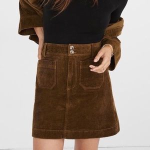 Madewell  Green Corduroy Patch Pocket Skirt NWT
